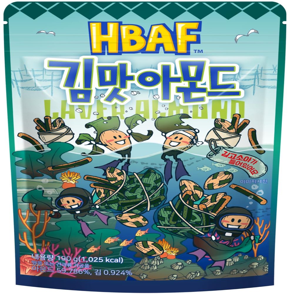 [Official Gilim HBAF Brand] Korean Seasoned Almonds (Laver, 1 x 210 gram pack)