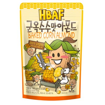 [Official Gilim HBAF] Korean Baked Corn Crunchy Almonds Nut | Nutritious & Gluten Free | Kids Lunch After-School, Work, Trip Camping Snack | Asian Snack Korean Chips Sovenior (Baked Corn, 1x190gram)