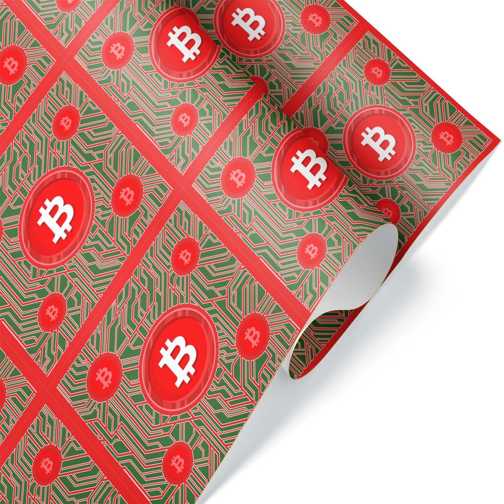 Christmas Cryptocurrency Coin Premium Wrapping Paper Roll Gift Wrap Sheet for Presents Birthday Party Decorations (12 foot x 30 inch roll)