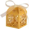 50 Pack Laser Cut Love Heart Wedding Candy Boxes with Ribbon Party Favor Boxes Small Gift Boxes for Wedding Bridal Shower Anniversary Birthday Party (01, Gold) view 1