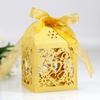 50 Pack Laser Cut Love Heart Wedding Candy Boxes with Ribbon Party Favor Boxes Small Gift Boxes for Wedding Bridal Shower Anniversary Birthday Party (01, Gold) view 2