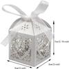 50 Pack Laser Cut Love Heart Wedding Candy Boxes with Ribbon Party Favor Boxes Small Gift Boxes for Wedding Bridal Shower Anniversary Birthday Party (01, Gold) view 3