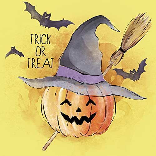 Paper Disposable Party Napkins, Dinner Size, Halloween, Trick or Treat, Pumpkin Head(Yellow, 6.5 in, 20-Count)