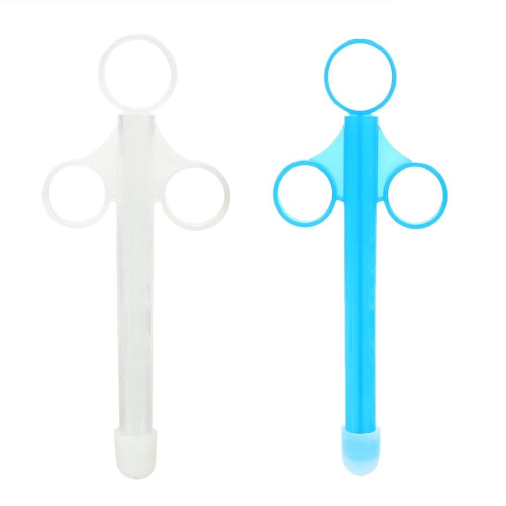 Famolay Lube Applicator for Women Man, 2PCS Injector with 10ml Scale Smooth Rounded Cap, Reusable, Easy to Clean