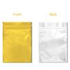 100 Pack Smell Proof Bags 3 x 4 Inch Resealable Mylar Bags Foil Pouch Flat Bag with Front Window Golden view 2