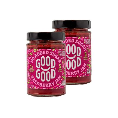 GOOD GOOD Raspberry Jam - No Added Sugar - Low Calorie - Gluten Free and Vegan - Diabetic and Keto Friendly - 12oz / 330g (Pack of 2)