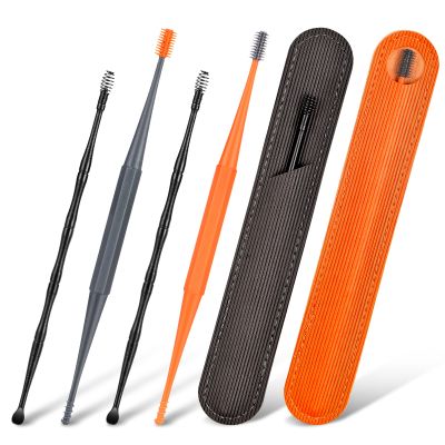 4 pcs Ear Cleaner, Aumtuw Reusable Double-Headed Ear Wax Removal Tool, Comfortable Ear Pick Earwax Removal Kit with Protective Case, Safe Ear Wax Removal Ear Cleaning Tool for Kid Adult Older