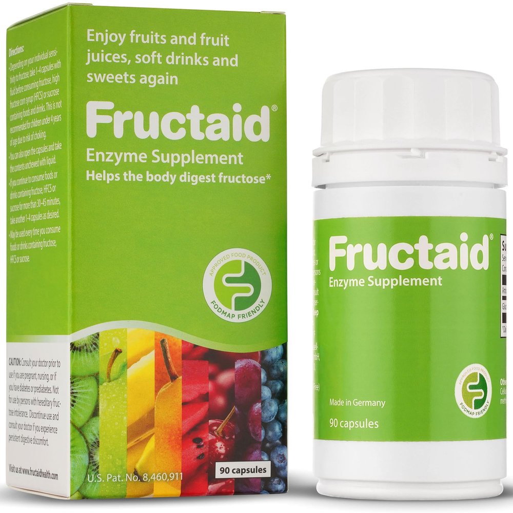 Fructaid Enzyme Supplement - 90 Capsules, so That You can Enjoy Fruits, Fruit Juices, Soft Drinks, and Sweets Again, Dietary Supplement, Gluten-Free, Lactose-Free