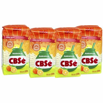 CBSe Yerba Mate 1.1 lb for a Hot or Cold Brew, Fresh and Organic  Orange (4 Pack)