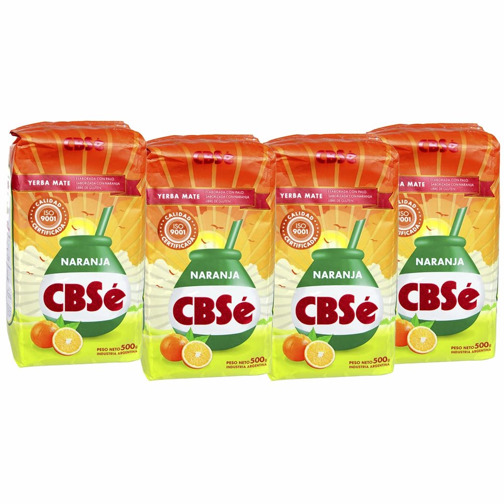 CBSe Yerba Mate 1.1 lb for a Hot or Cold Brew, Fresh and Organic  Orange (4 Pack)