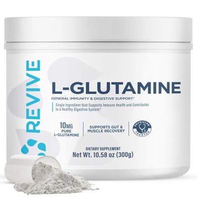 Revive MD Gut L-Glutamine Powder Muscle Recovery & Immune Support Supplement for Adults Promotes Digestive Health, Reduces Muscle Soreness & Supports Immunity Vegan (30 Servings)