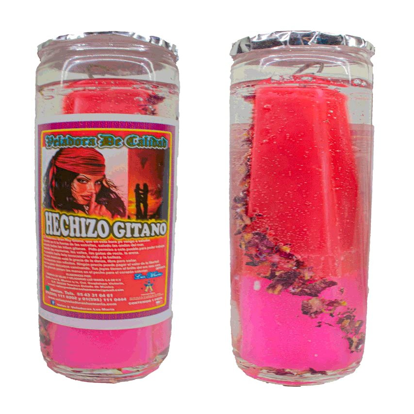 Ritualized Gypsy Spell Gel Candle-Light Mary 20cm x 6cm Diameter Pink Candle Original Religious Activity