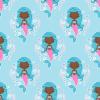 African American Black Mermaid Premium Blue Wrapping Paper Gift Wrap Birthday Present Party Decoration (12 foot x 30 inch roll) view 2