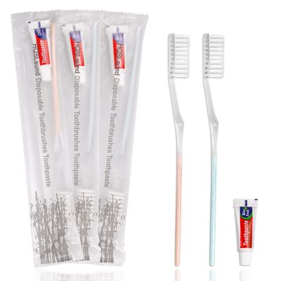 HQSLsund 30 Pack Disposable Toothbrushes with Toothpaste, Individually Wrapped Bulk Medium Soft Bristle Tooth Brush Manual Travel Toothbrush Kit Bulk, White, 0.5 kilograms