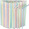600pcs Plastic Drinking straws, Flexible straws, 8" Long, Stripes Multiple Colors Straws,suitable for various drinks, juice, milk, tea, cocktails, parties, daily use (600pcs) view 1