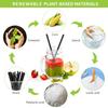 [100 Pcs] Biodegradable Compostable Individually Wrapped Straws - PLA Disposable Plant Based Black Straws (8.25" LongX0.23" Wide) view 2