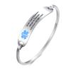 VNOX Medical Alert ID Bracelet for Women - Free Engraving-Stainless Steel Medical Alert ID Bangle Bracelet,5.7-6.9", Blue view 1
