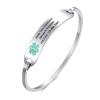 VNOX Medical Alert ID Bracelet for Women s Free Engraving-Stainless Steel Medical Alert ID Bangle Bracelet,5.7-6.9",Green view 1