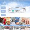 VNOX Medical Alert ID Bracelet for Women s Free Engraving-Stainless Steel Medical Alert ID Bangle Bracelet,5.7-6.9",Green view 2