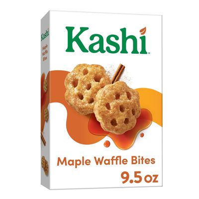Kashi Breakfast Cereal, Vegan, Made with Whole Grains, Maple Waffle Bites, 9.5oz Box (1 Box)