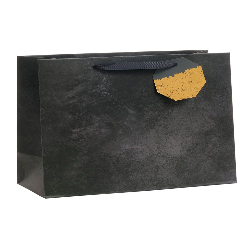 UK Greetings | Large Gift Bag for Him/Her/Friend | Party Bags for Presents | Birthdays/Weddings/Congratulations/Christmas/New Year | Black Design | 33 x 26.7 x 13.7 cm