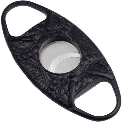SMSOM Cigar Cutter, Stainless Steel Blade - Double Blade Guillotine, Portable Cigar Tool, Father, Boyfriend (Color : Black)