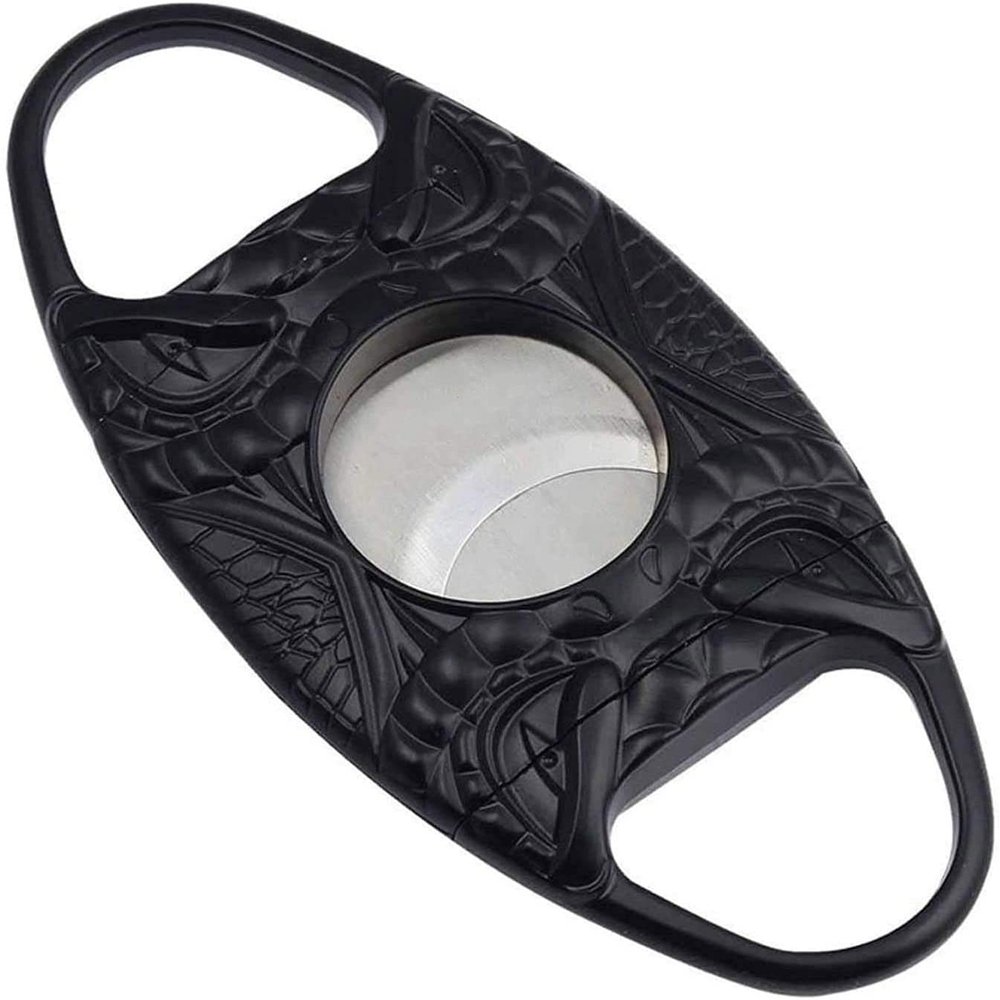 SMSOM Cigar Cutter, Stainless Steel Blade - Double Blade Guillotine, Portable Cigar Tool, Father, Boyfriend (Color : Black)