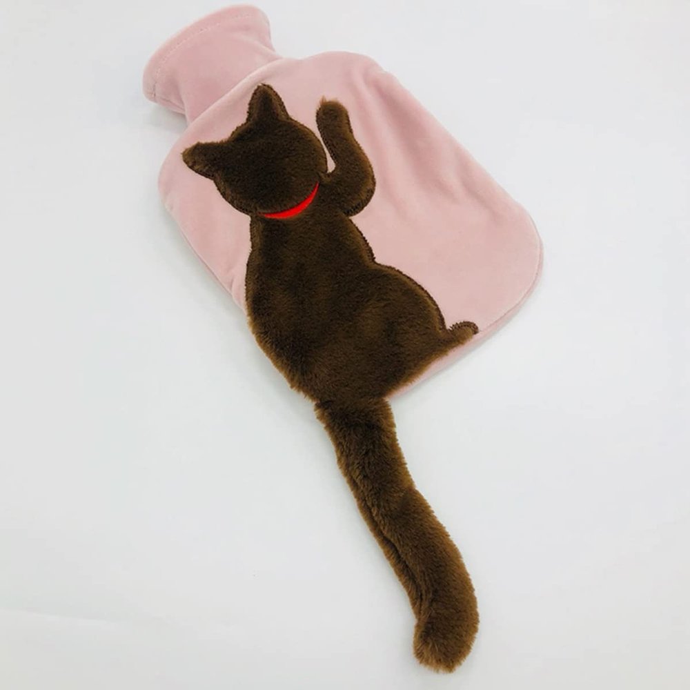 A hot Water Bottle with a Flannel Cover, a Portable, Safe and Hand-Washable hot Water Bottle, Keeps The Whole Body Warm and relieves Fatigue. (Color : Brown)