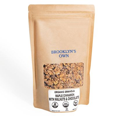 Brooklyn's Own Organic Granola Maple Cinnamon & Chocolate With Walnut Breakfast Cereal - Gluten-Free Healthy Snacks - 12 Ounce Resealable Eco-Friendly Pack