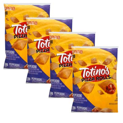 Totino's Pepperoni Pizza Rolls - Seasoned Pork, Beef & Chicken Pizza Topping with Golden Crust - Frozen Mini Pizzas On-the-Go - Ready Set Gourmet Donate a Meal Program - 4 Pack (48.84 oz, 100ct Each)