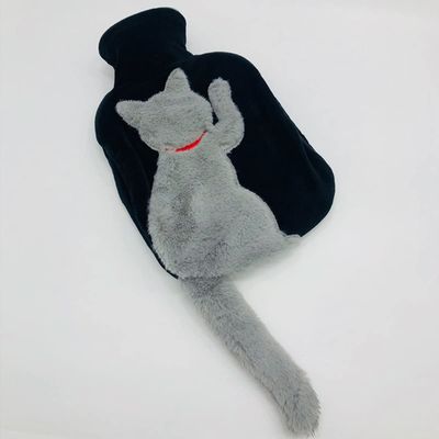 A hot Water Bottle with a Flannel Cover, a Portable, Safe and Hand-Washable hot Water Bottle, Keeps The Whole Body Warm and relieves Fatigue. (Color : Gray)