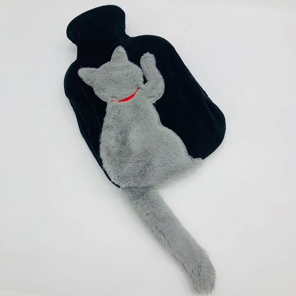 A hot Water Bottle with a Flannel Cover, a Portable, Safe and Hand-Washable hot Water Bottle, Keeps The Whole Body Warm and relieves Fatigue. (Color : Gray)