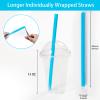 100 Pcs Individually Packaged Pointed Jumbo Smoothie Straws,Disposable Individually Wrapped Plastic Lengthen Milkshake Boba Straw (0.43" Diameter and 9.45" long) (Colorful) view 2