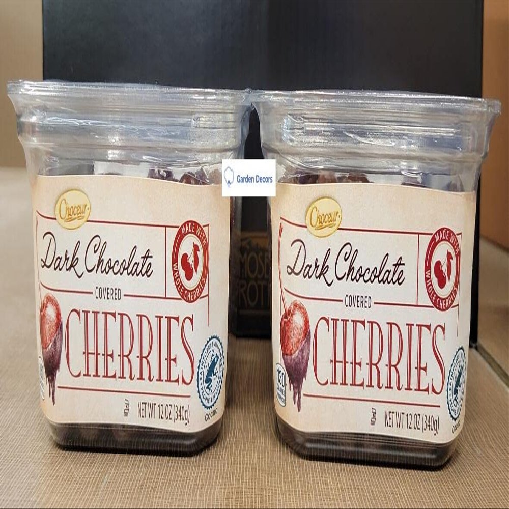 Choceur Dark Chocolate Covered Cherries 12oz 340g (Two Containers)