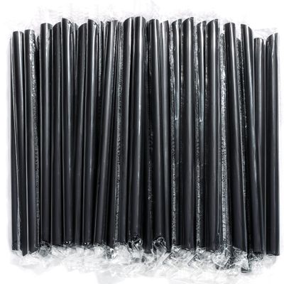 100 Pcs Individually Packaged Pointed Jumbo Smoothie Straws,Disposable Individually Wrapped Plastic Lengthen Milkshake Boba Straw (0.43" Diameter and 9.45" long) (Black)