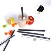 100 Pcs Individually Packaged Pointed Jumbo Smoothie Straws,Disposable Individually Wrapped Plastic Lengthen Milkshake Boba Straw (0.43" Diameter and 9.45" long) (Black) view 2