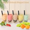 100 Pcs Individually Packaged Pointed Jumbo Smoothie Straws,Disposable Individually Wrapped Plastic Lengthen Milkshake Boba Straw (0.43" Diameter and 9.45" long) (Black) view 3