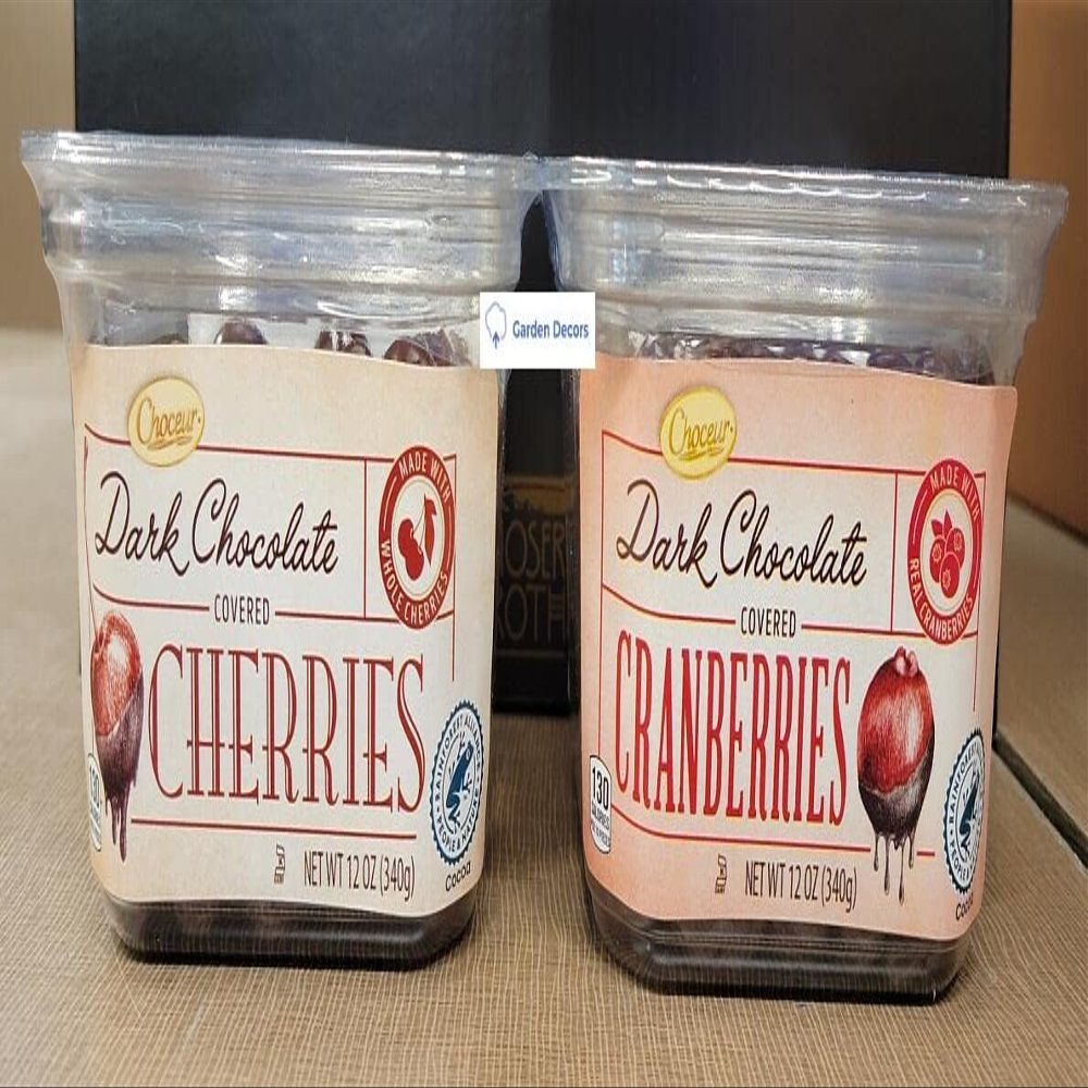 Choceur Dark Chocolate Covered Cherries & Cranberries (Two Containers)