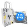 Reli. Paper Bags | 110 Pcs Bulk | 8"x4.5"x10.25" | Paper Thank You Bags | White Handles | Printed Small Thank You Giftbag for Guests | Gifts, Wedding, Merchandise, Business view 1