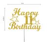 11 Birthday Cake Topper Gold Glitter, Party Decoration Ideas, Premium Quality, Sturdy Doubled Sided Glitter, Acrylic Stick. Made in USA (11th) view 2