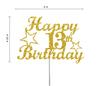13 Birthday Cake Topper Gold Glitter, Party Decoration Ideas, Premium Quality, Sturdy Doubled Sided Glitter, Acrylic Stick. Made in USA (13th) view 2