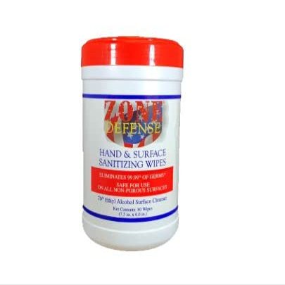 Zone Defense ZD-107-80W Surface Cleaner Wipes 80 Count - 6 per Case
