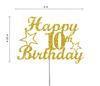 10 Birthday Cake Topper Gold Glitter, Party Decoration Ideas, Premium Quality, Sturdy Doubled Sided Glitter, Acrylic Stick. Made in USA (10th) view 2
