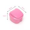 Denture Case, Denture Cup with Strainer, Coolrunner Denture Bath Box False Teeth Storage Box with Basket Net Container Holder for Travel, Retainer Cleaning(Pink view 2