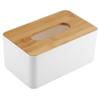 Plastic Tissue Holder, 3-Grid Rectangle Size Tissue Organizer Tissue Box PP Durable in Use for Office for Car(Bamboo Cover Square Large) view 1