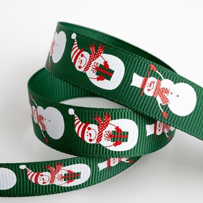 Italian Options Snowmen Christmas Ribbon 16mm x 5m Green