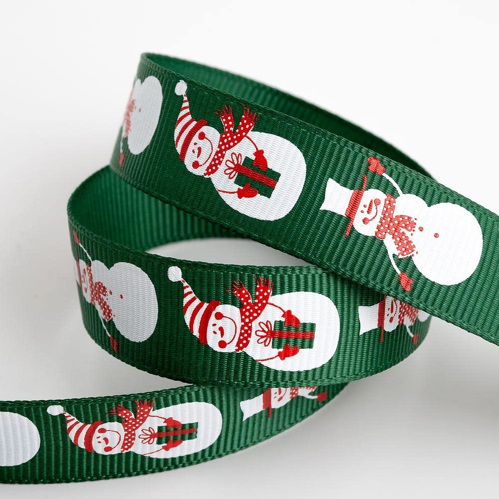 Italian Options Snowmen Christmas Ribbon 16mm x 5m Green
