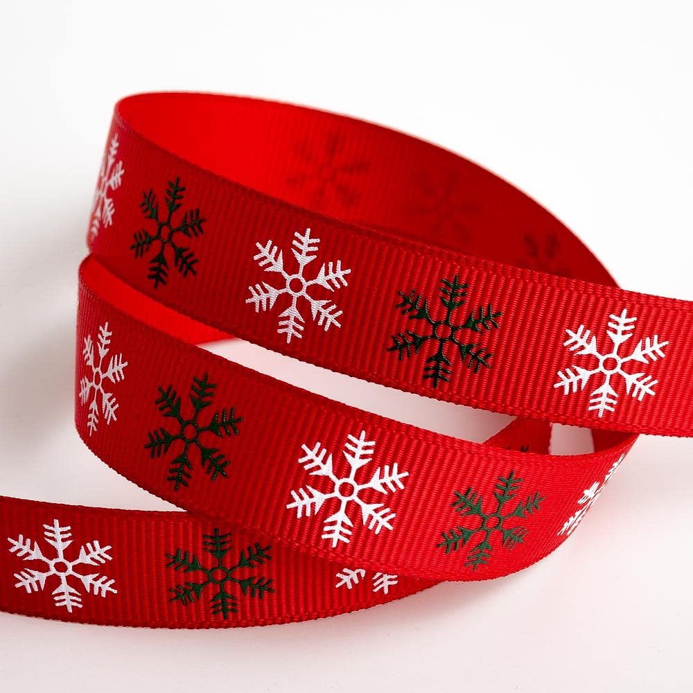 Italian Options Snowflake Christmas Ribbon 16mm x 5m Red
