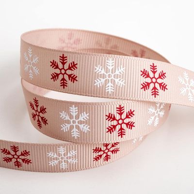 Italian Options Snowflake Christmas Ribbon 16mm x 5m Taupe