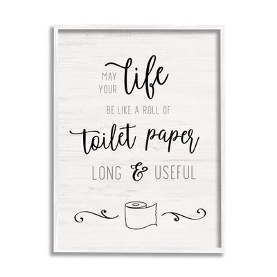Stupell Industries Life Like Toilet Paper Roll Long and Useful Phrase
